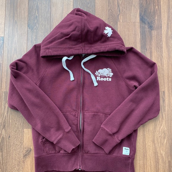 Roots Womens Burgundy Full Zip Hoodie - Picture 1 of 2